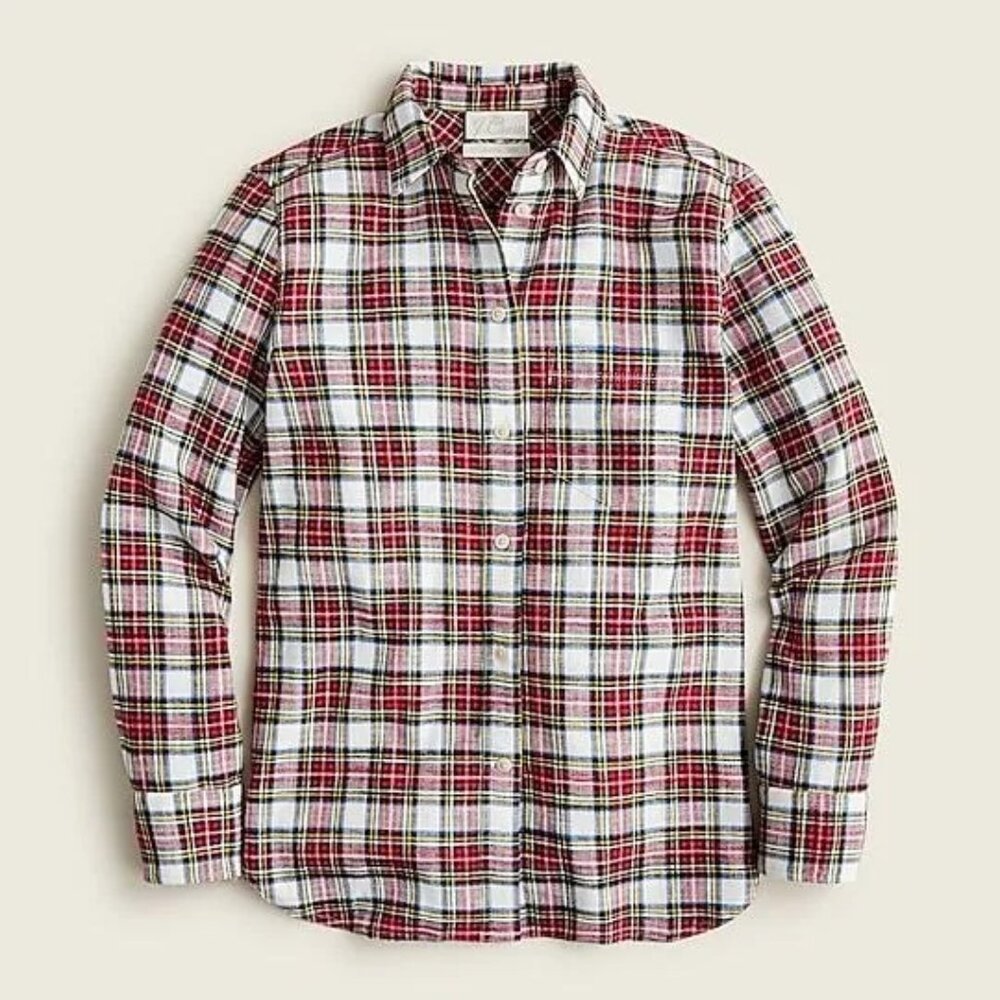 Classic-Fit Shirt in Snowy Stewart Tartan Flannel